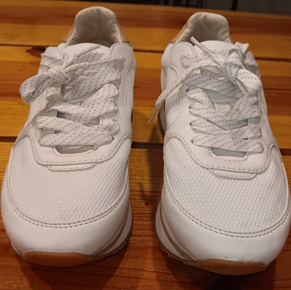 Zara Shoes - ZARA womens tennis shoes, size 6 or 37 EU. White and Tan